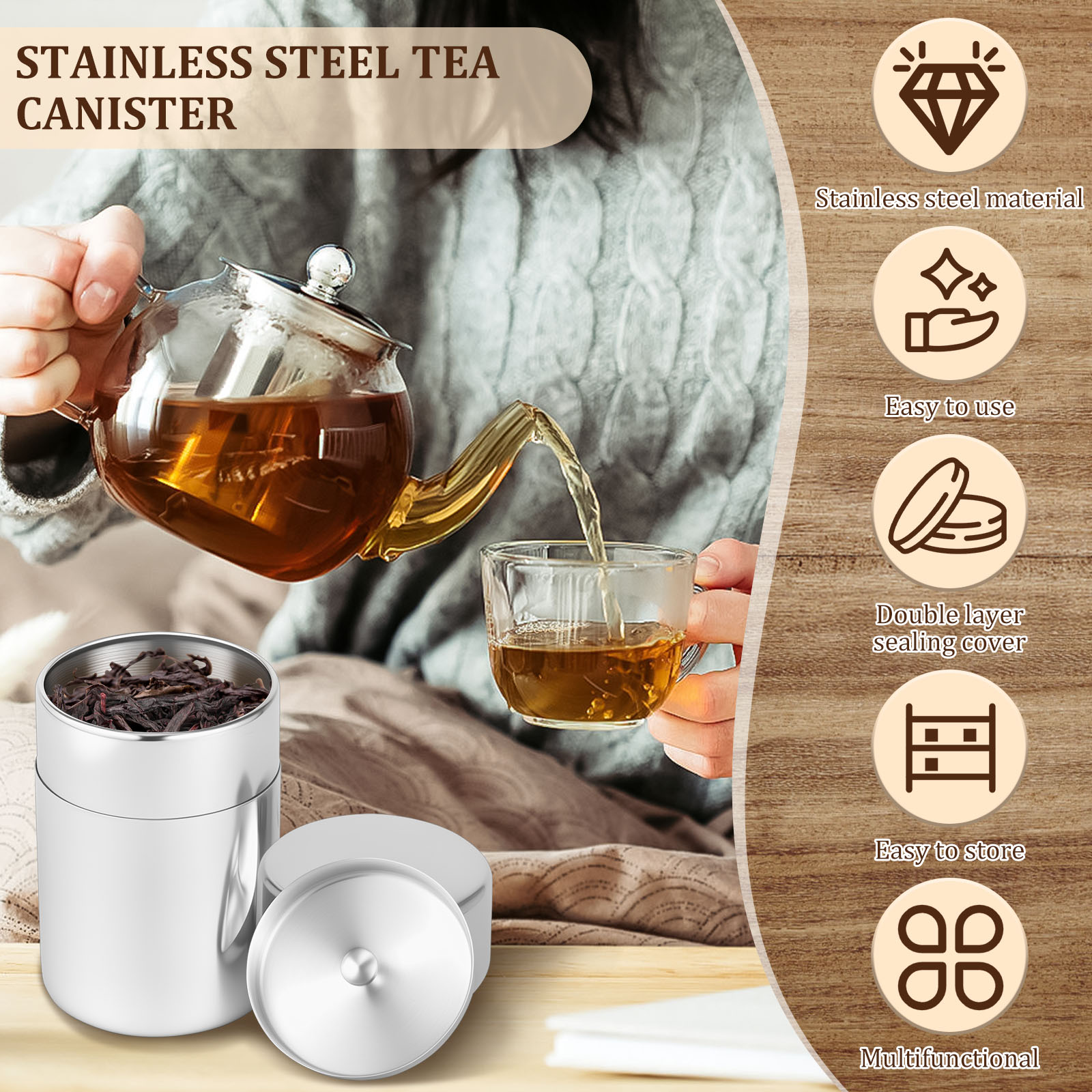 Latas de folhas de chá de aço  - Coffee Tea Sugar avaliação e preço